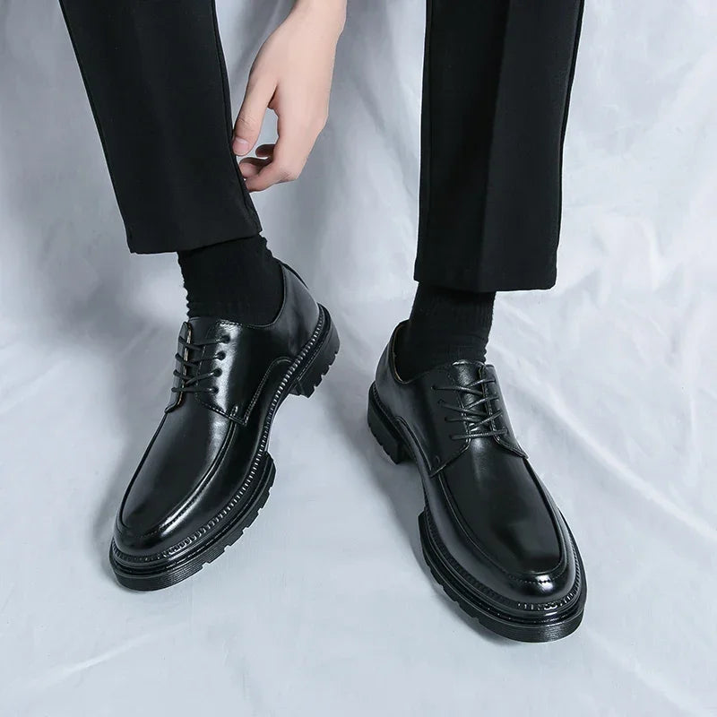 Mens Oxford White Leather Shoes Whole Luxury Formal Business Wedding Dress Shoes for men Thick bottom Casual Original Moccasins - Evallys.com