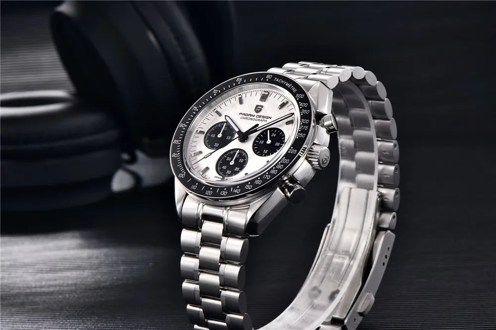 PAGANI DESIGN V4 New Quartz Men's Automatic Date Speed Chronograph Sapphire Mirror Sport Waterproof Watch All Steel VK63 Watches - Evallys.com
