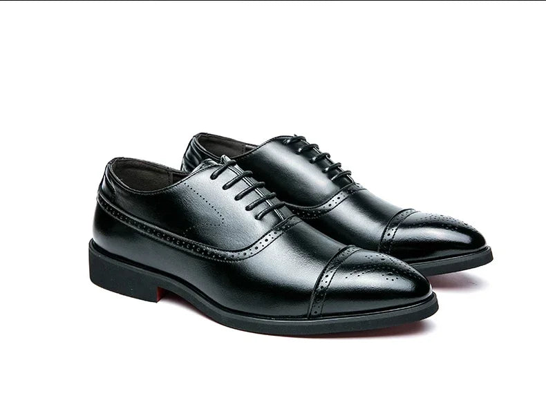 Men's Formal Shoes Red Sole Fashion Business Casual Party Banquet Daily Retro Carved Lace-up Brogue Dress Wedding Shoes Size 48 - Evallys.com