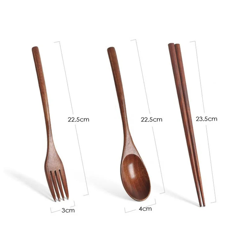 Japanese Wooden Spoon Fork Chopsticks Set Sushi Cutlery High Quality Eco-friendly Portable Tableware Set Kitchen Utensils Gifts