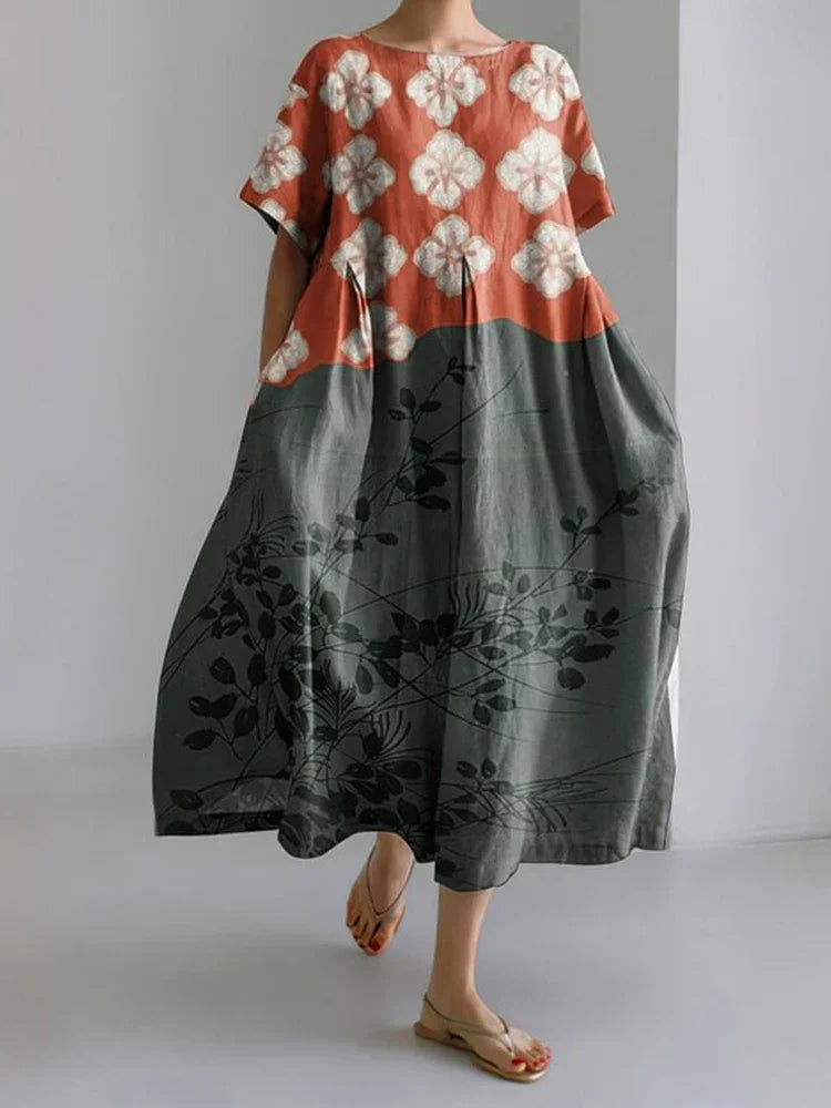 2024 Women’s Summer Fish Print Dress – Casual Loose Mid-Calf Dress - Evallys.com