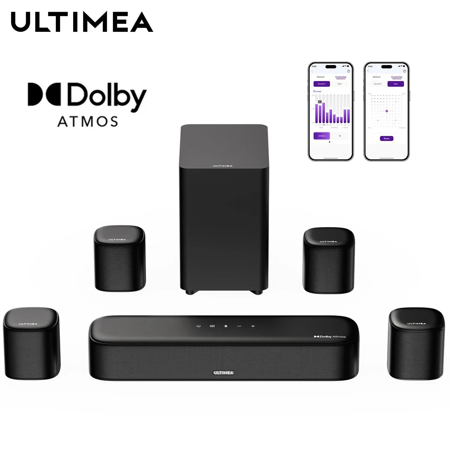 ULTIMEA 7.1ch Sound bar for TV with Dolby Atmos&Smart App Control, Home Theater Sound System Bluetooth Speaker with Subwoofer - Evallys.com