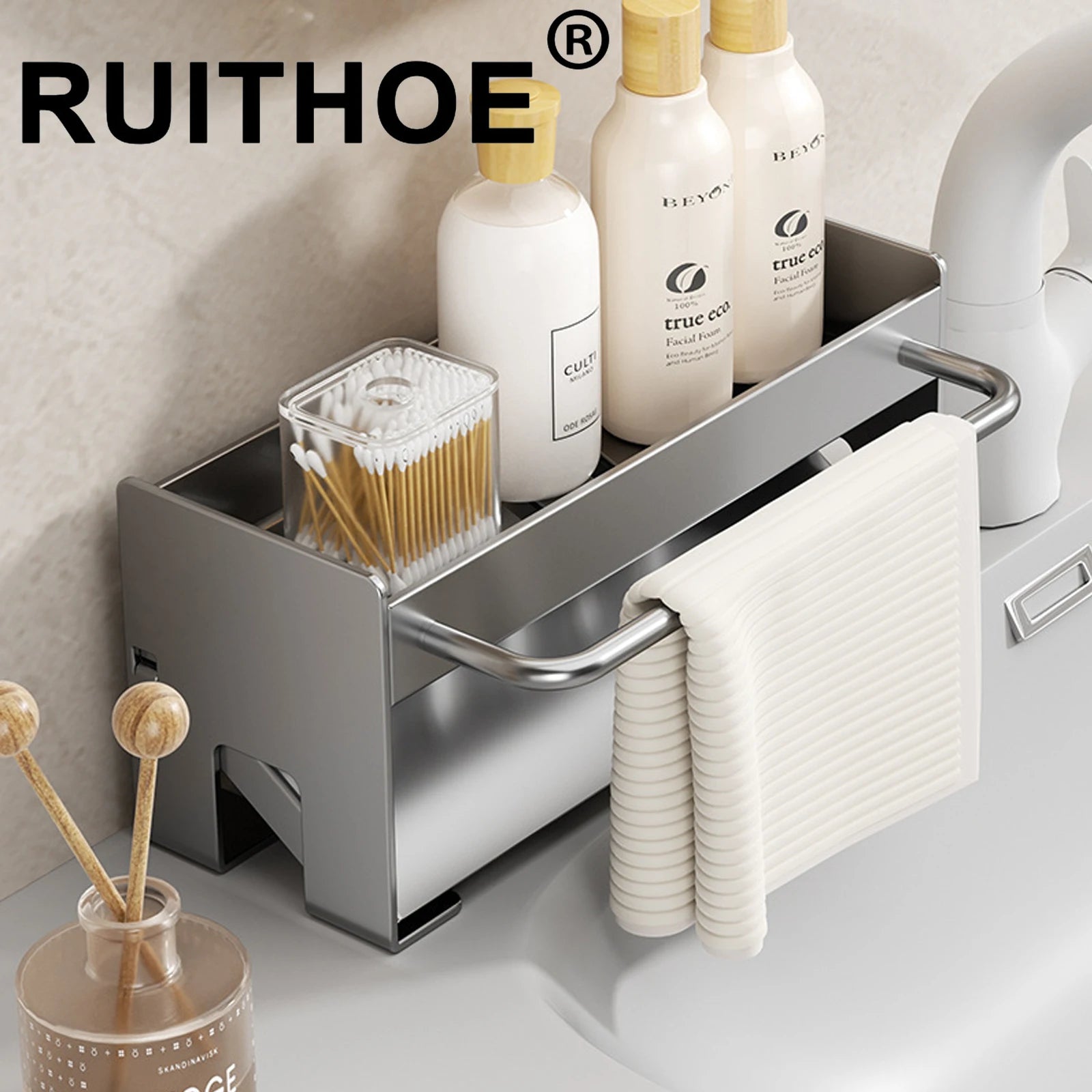Kitchen Sponge Holder Stainless Steel Sink Drain Rack Soap Drainer Towel Rack Shelf Organizer bathroom Storage Accessories
