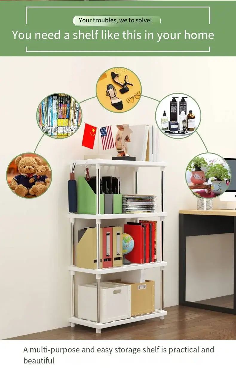 Four-Layer Multi-Functional Storage Rack Bathroom Living Room Organizing Rack Kitchen Bedroom Shelf Plastic Floor-Standing Storage Rack Bathroom Storage Storage Rack