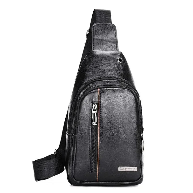 Men USB Charging Bag Men Chest Bag For Custom PU PVC Shoulder Bag Diagonal Package Messenger Travel Bag Cross Body Bags - Evallys.com