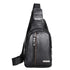 Men’s PU Leather Chest Bag – USB Charging Travel Crossbody Messenger - Evallys.com