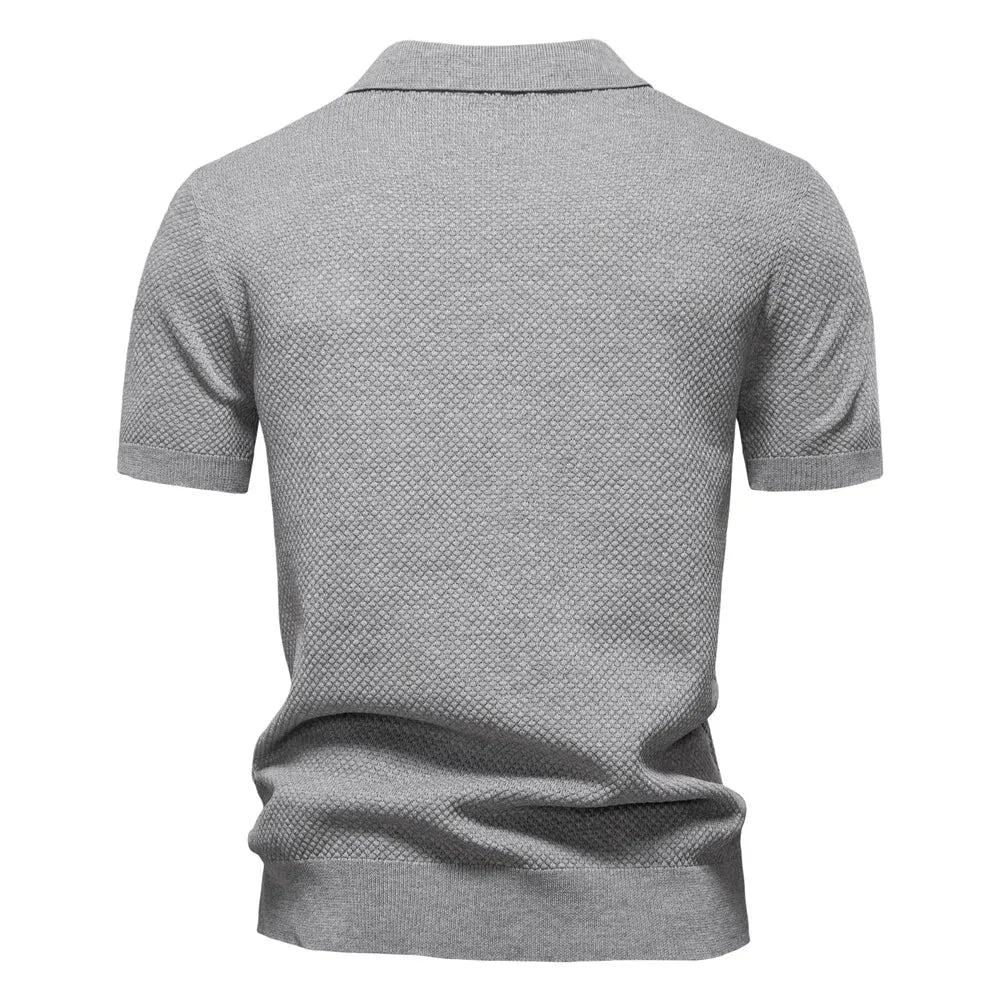 AIOPESON Men's Summer Breathable Polo Shirt Short Sleeve Solid Color Casual Polo Shirts for Men Lightweight Stretch Polo ﻿ - Evallys.com
