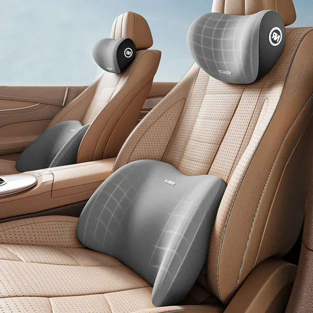 Car Headrest Lumbar Support Memory Foam Vertebral Lumbar Support Car Neck Pillow Back Cushion Office Car Interior Accessories - Evallys.com
