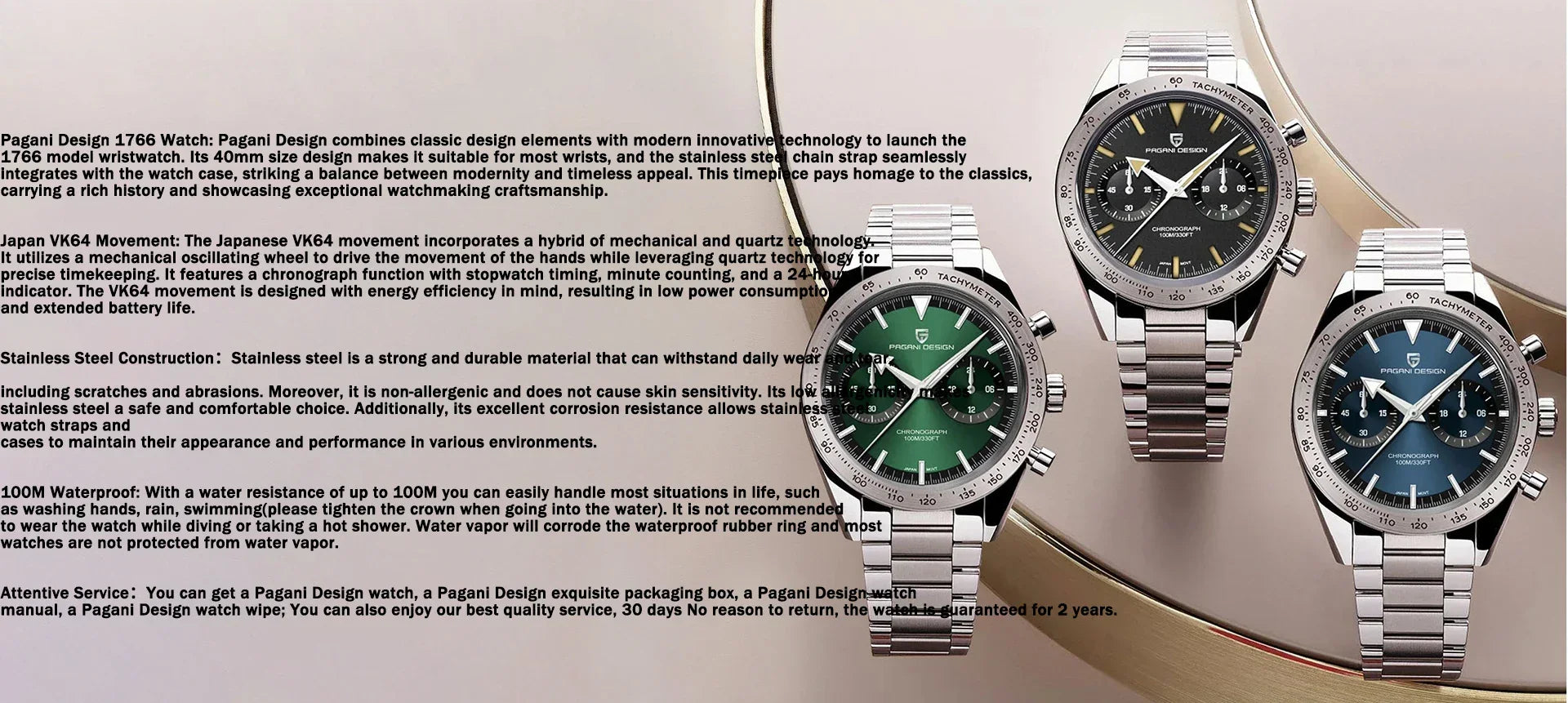 2024 New PAGANI DESIGN Retro Mens Watches Moon Quartz Watch For Men Speed Sports Chronograph AR Sapphire VK64 Clock Reloj Hombre - Evallys.com