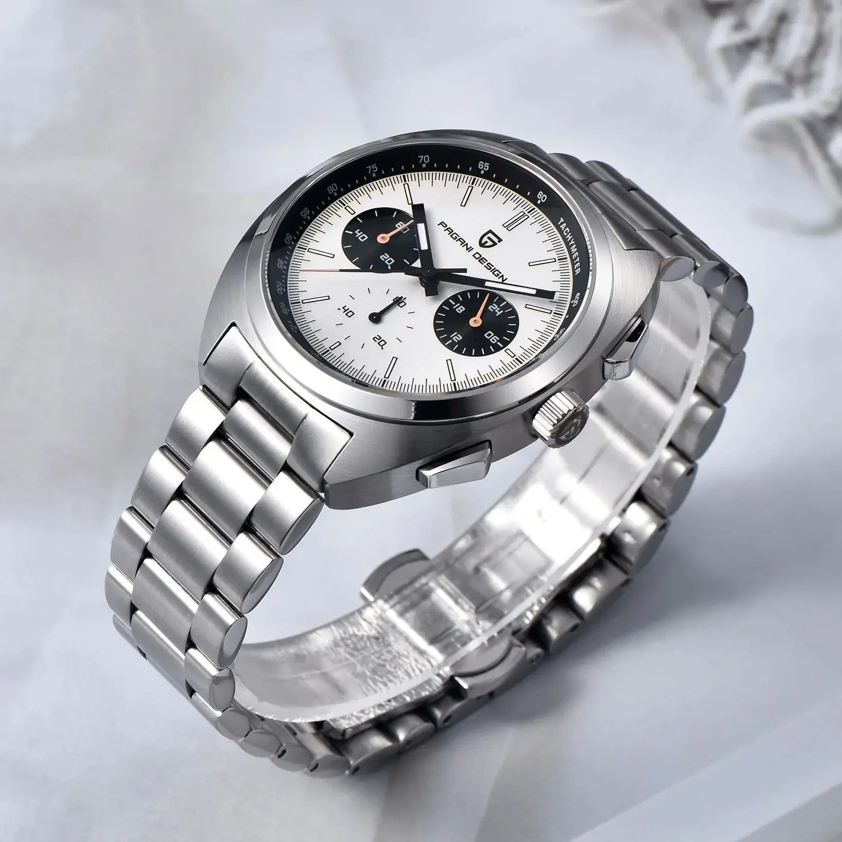 PAGANI DESIGN 2024 New Panda Dial Men Watches Luxury Quartz Watch For Men Japan VK63 Sport Chronograph Sapphire glass Wristwatch - Evallys.com