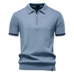 AIOPESON Men's Solid Color Sport Zipper Polo Shirt Athletic Social Polo Shirts for Men Office Slim Fit Polo - Evallys.com