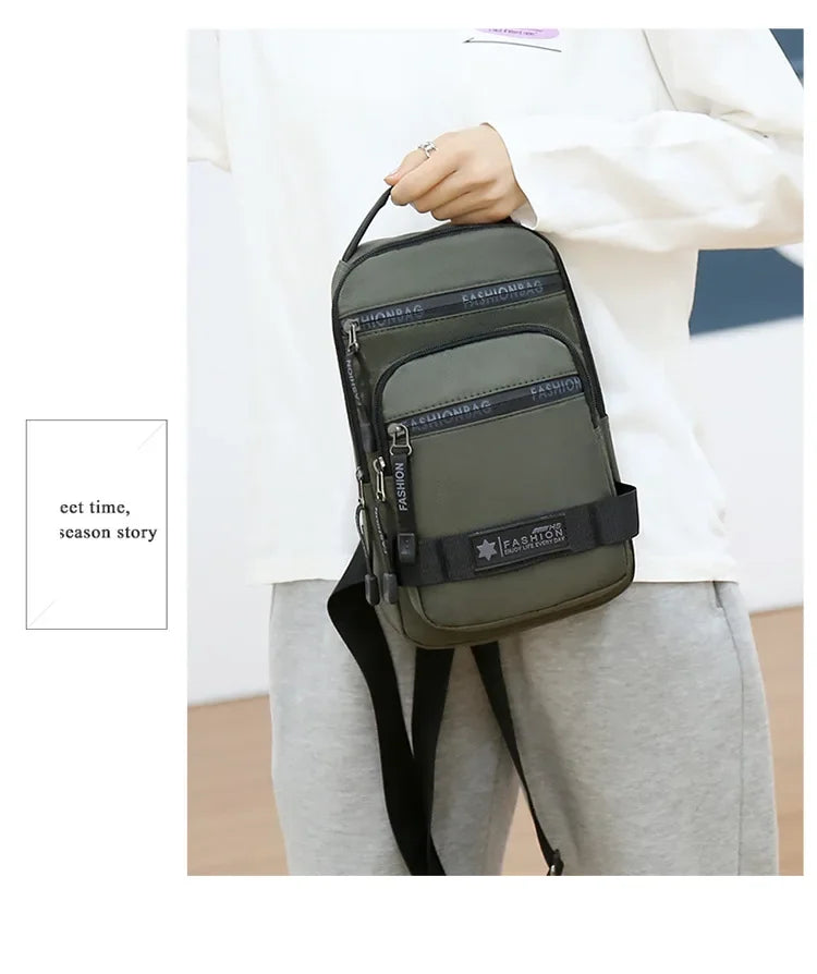 Chest Bag For Men New Large Capacity Shoulder Korean Version Travel Lightweight Nylon Crossbody Bag Backpack - Evallys.com