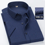 2022 Plus Size 8xL 7XL 6XL Men's Business Short Sleeve Fomal Shirts Man Striped Summer Work Dress Shirt Soft White - Evallys.com