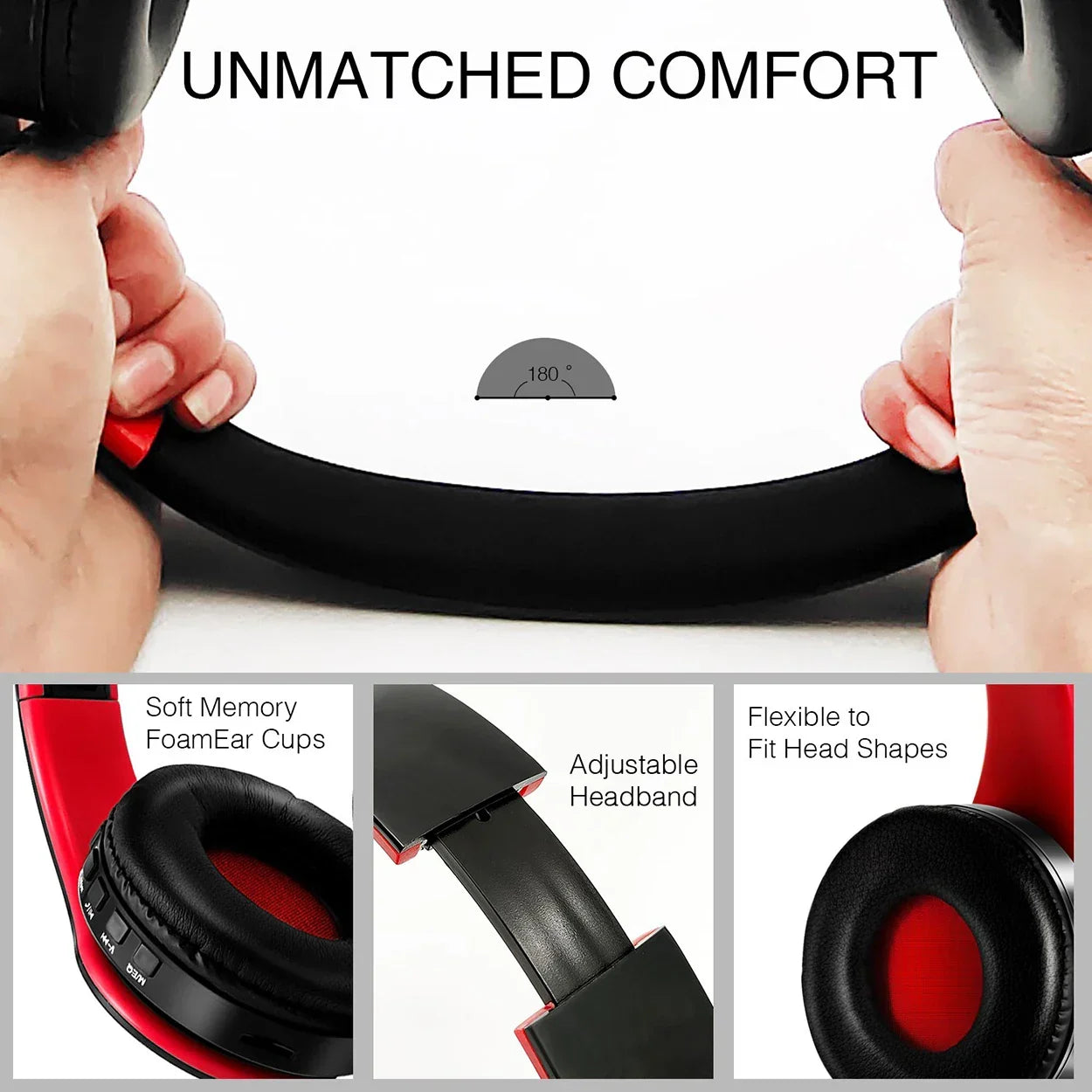 2025 Upgrading Wireless Bluetooth Headphones Stereo Headset Music Sports Overhead Earphone with Mic for Smart Phone TV PC Tablet - Evallys.com