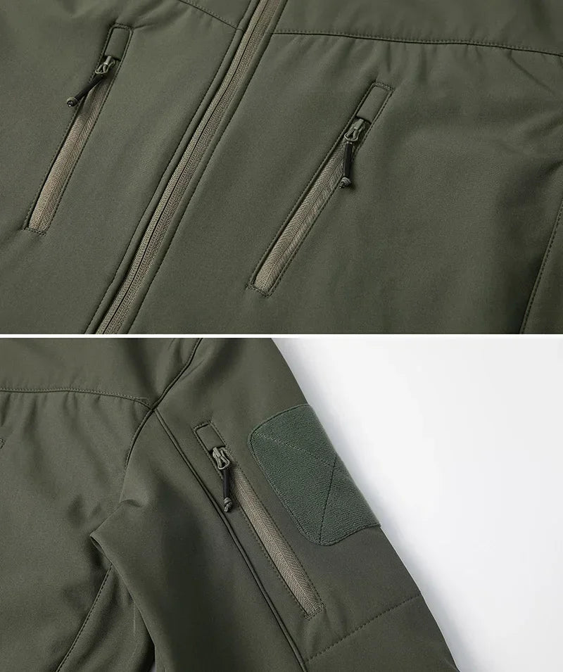 Men's Waterproof Softshell Tactical Jacket Winter Windproof Fleece Hoodie Jacket Outdoor Hiking Skiing Windbreaker Coat - Evallys.com