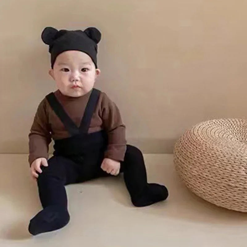 Children s Solid Color Winter Leggings with Stretchable Suspender Tights for Girls and Boys - Infant and Toddler Baby Pantyhose - Evallys.com