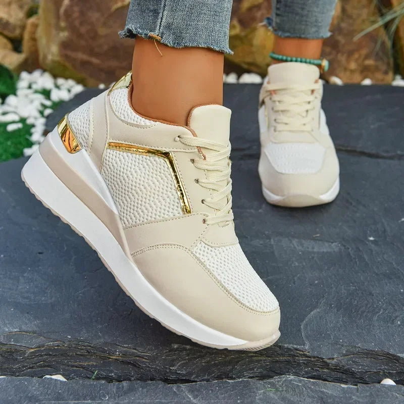 Women’s Rhinestone Sneakers – Fashion Lace-Up, Thick Sole & Non-Slip - Evallys.com
