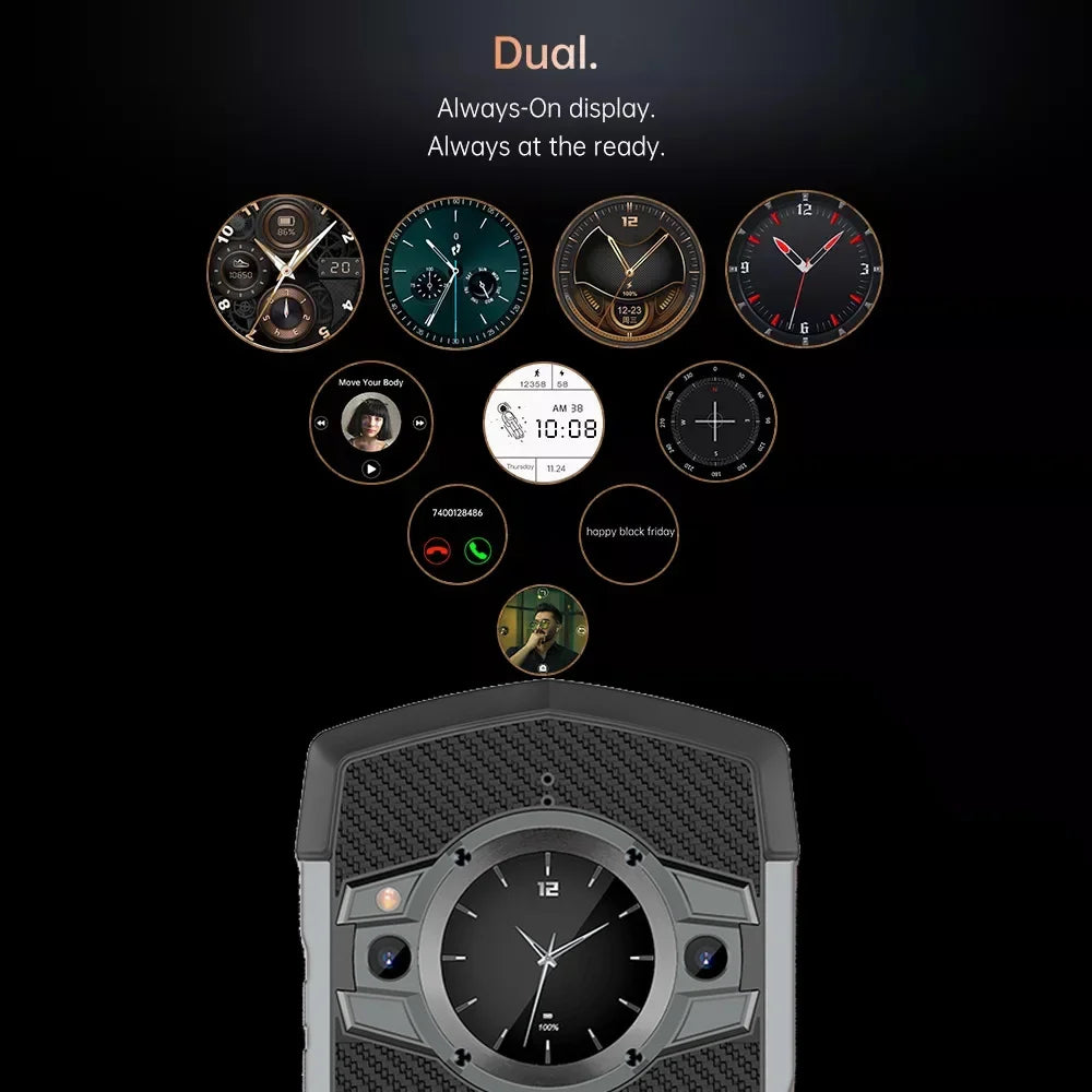 Unihertz Tick Tock 5G Rugged Smartphone Android 128GB 48MP Camera Cellphone 6000mAh Phone with Dual-Screen IP 68 Waterproof - Evallys.com