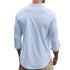 Men's Henry Shirts Cotton Linen Slim Fit Causal Hawaiian Solid Color Basic Style Spring Summer Breathable Men Clothing - Evallys.com