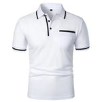 New Men's Short Sleeve Polo Shirts Solid Color Casual T-shirt Summer Trendy Breathable Loose Basic Splice Top Pockets Men Shirts - Evallys.com