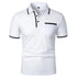 New Men's Short Sleeve Polo Shirts Solid Color Casual T-shirt Summer Trendy Breathable Loose Basic Splice Top Pockets Men Shirts - Evallys.com