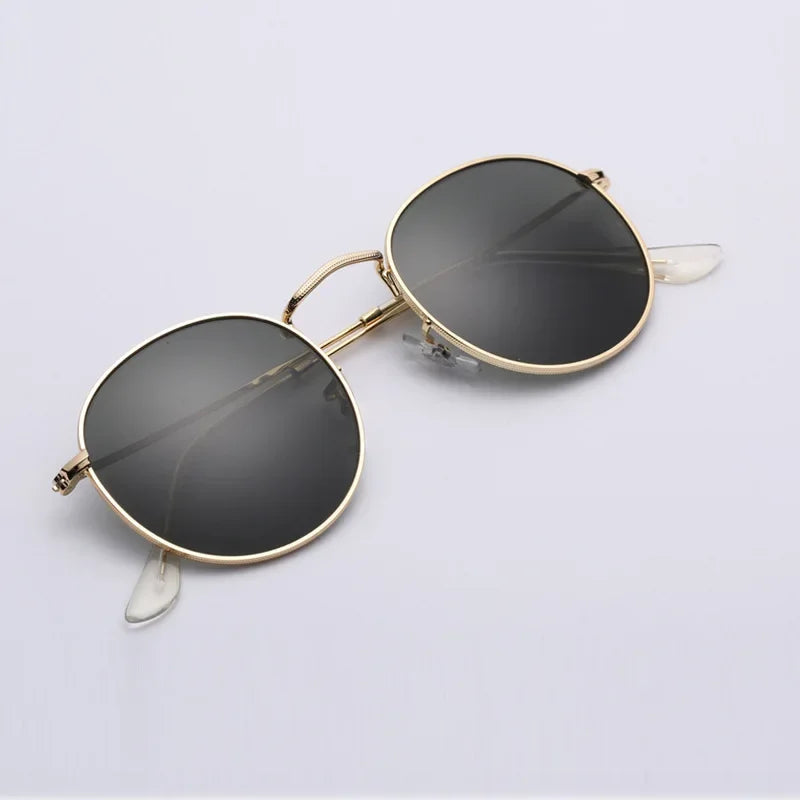 Fashion Sunglasses Men Women Eyeglasses Goggles Eyewear Shades Top Quality Round Metal Glass Lenses UV400 Sun Glasses - Evallys.com