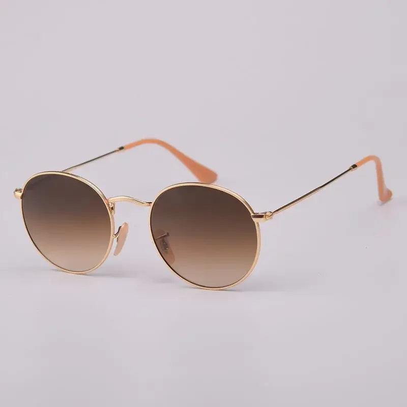Fashion Sunglasses Men Women Eyeglasses Goggles Eyewear Shades Top Quality Round Metal Glass Lenses UV400 Sun Glasses - Evallys.com