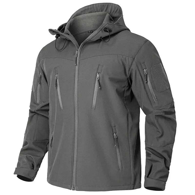 Men's Waterproof Softshell Tactical Jacket Winter Windproof Fleece Hoodie Jacket Outdoor Hiking Skiing Windbreaker Coat - Evallys.com
