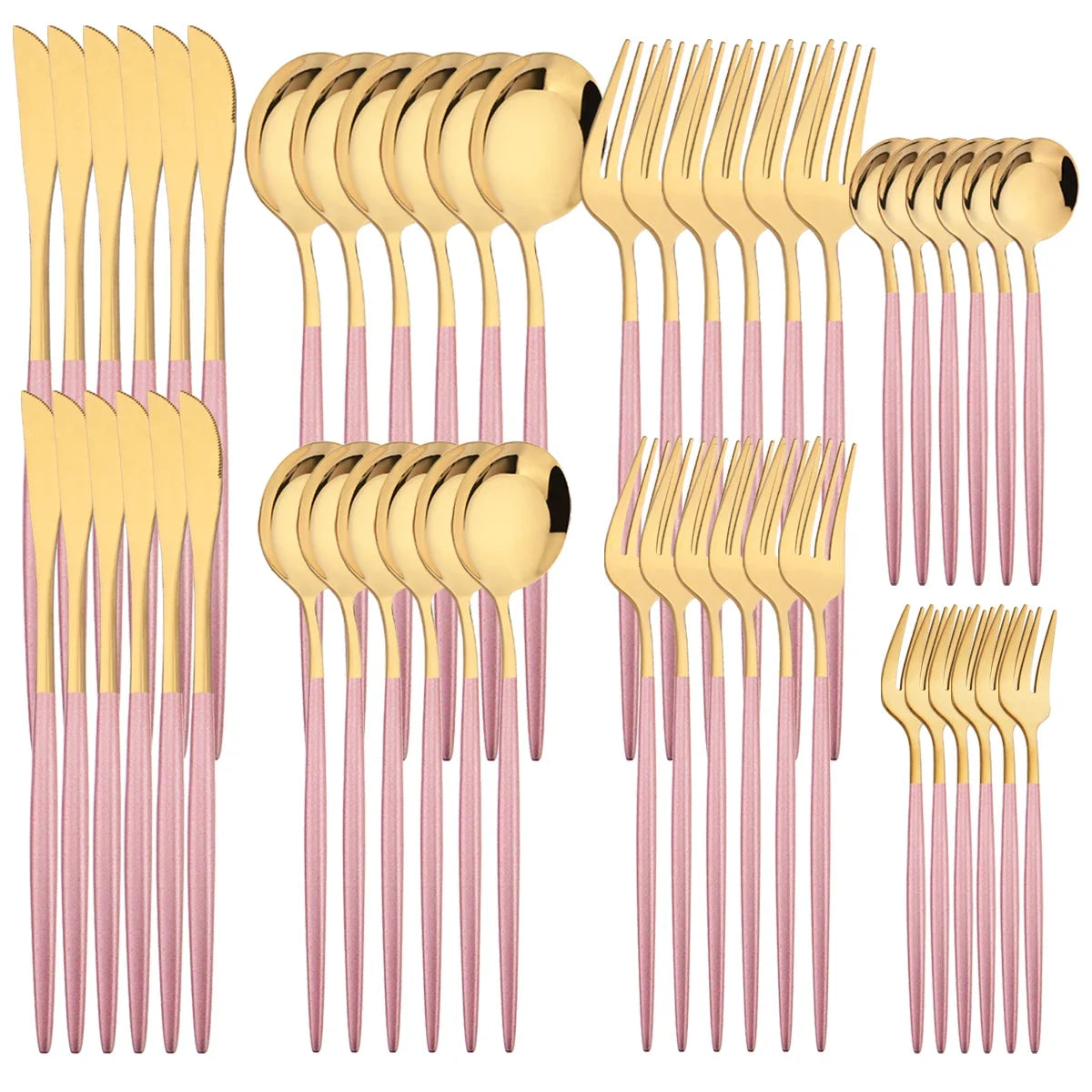 48pcs Black Gold Cutlery Set Knife Fork Coffee Spoon Dinnerware Stainless Steel Tableware Flatware Western Kitchen Silverware