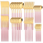 48pcs Black Gold Cutlery Set Knife Fork Coffee Spoon Dinnerware Stainless Steel Tableware Flatware Western Kitchen Silverware