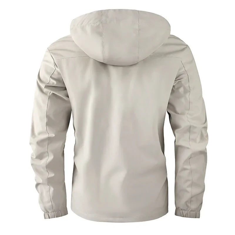 Fashion Men's Casual Windbreaker Jackets Hooded Jacket Man Waterproof Outdoor Soft Shell Winter Coat Clothing Warm Fleece Thick - Evallys.com