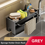 Kitchen Sponge Holder Stainless Steel Sink Drain Rack Soap Drainer Towel Rack Shelf Organizer bathroom Storage Accessories