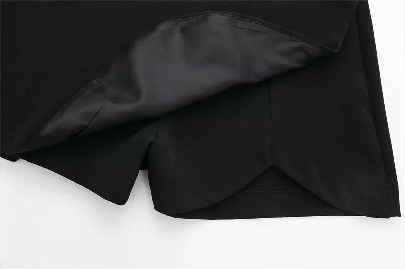 TRAF Asymmetrical Skort – High Waist Black Mini Skirt Shorts - Evallys.com