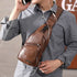 Men’s PU Leather Chest Bag – USB Charging Travel Crossbody Messenger - Evallys.com