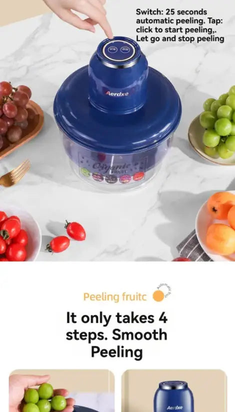 Automatic Fruit Peeler Machine Wireless Portable  Grape/Apple/ Garlic/plum/Peach Peeler for Home, Fast & Easy Kitchen Gadget