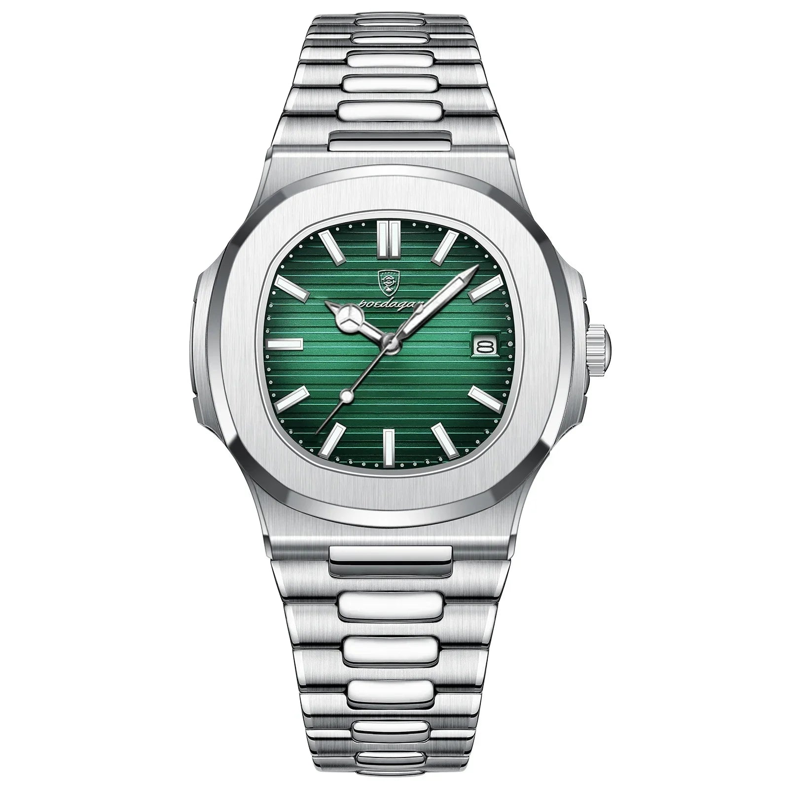 POEDAGAR Luxury Casual Watch Top Brand Fashion Square Dial Stainless Steel Calendar Luminous Waterproof Men Watch Male Clock+Box - Evallys.com