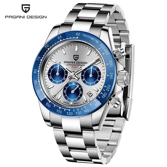 40mm New V2 PAGANI DESIGN Men's Quartz Watches Sapphire Retro Chronograph Stainless Steel Waterproof Watch Men Relogio Masculino - Evallys.com