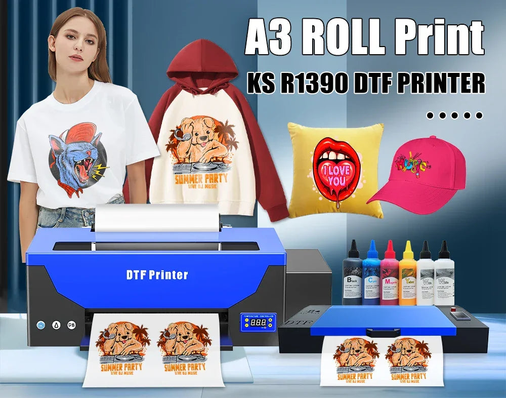 Colorsun DTF Printer Impressora A4/A3 Direct to Film T-Shirt Printing Machine Digital Inkjet DTF Printers For T-Shirt Hoodies - Evallys.com