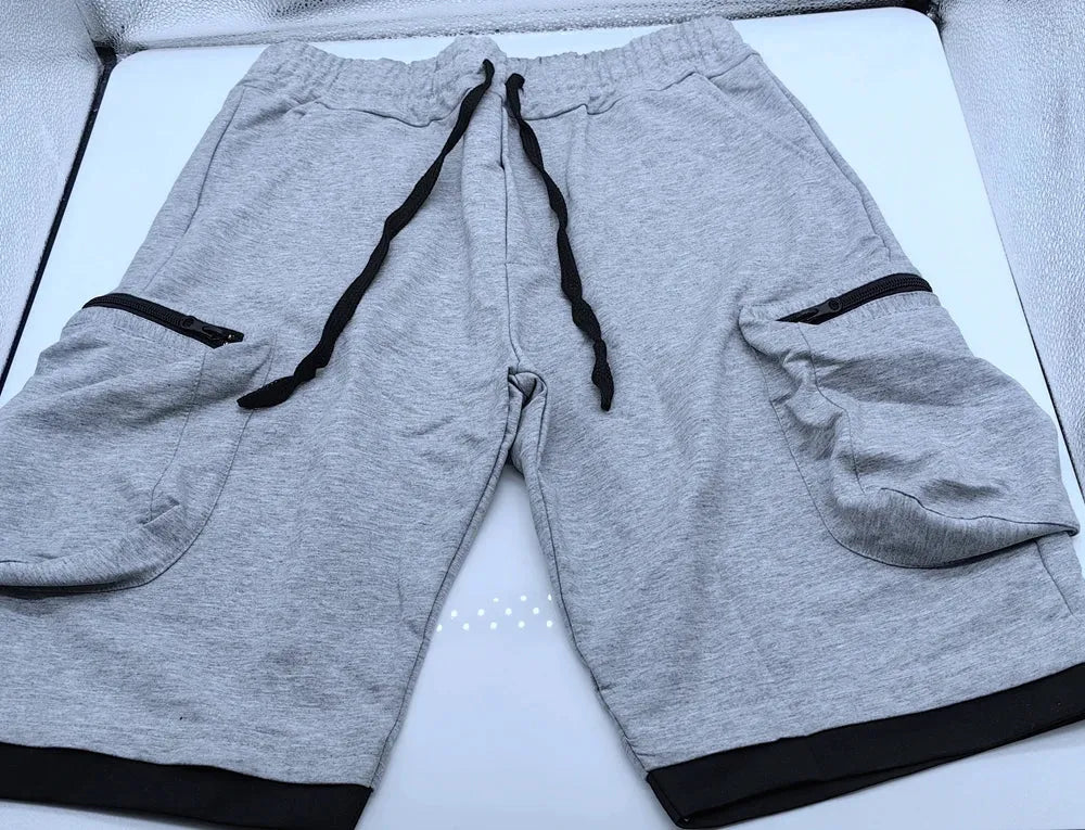 Mens Summer Cargo Shorts Cotton Workout Fitness Shorts Breathable Jogger Training Gyms Bodybuilding Multi Pocket Yellow Shorts - Evallys.com