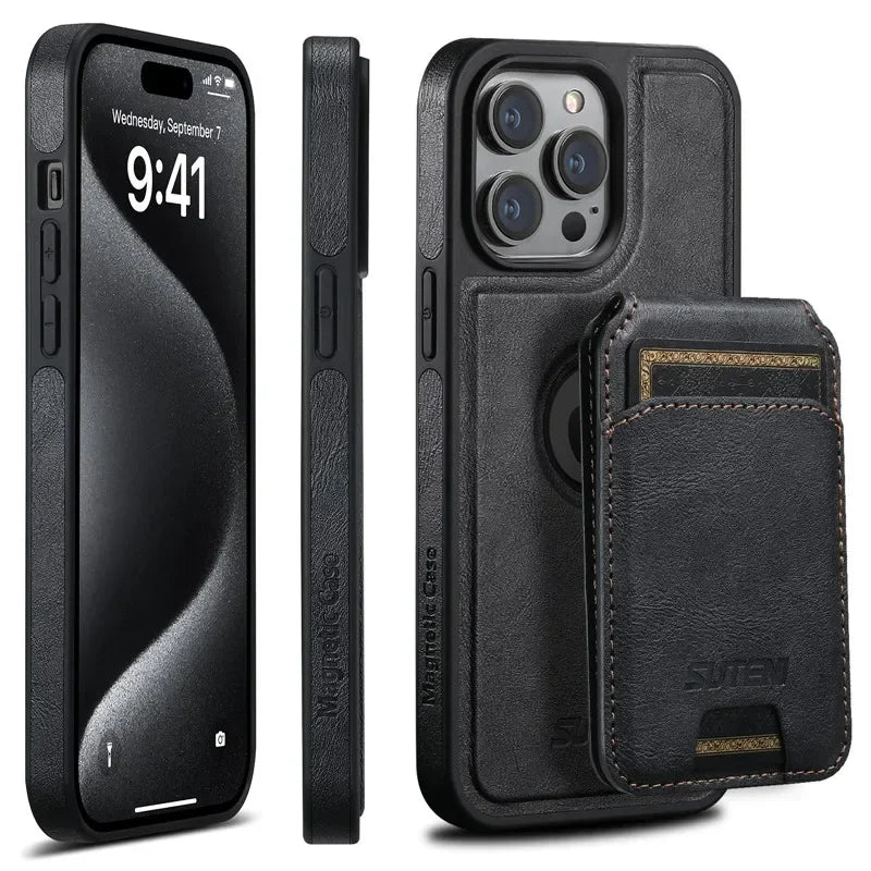 2 in 1 detachable With Magsafe Wireless Charging Wallet Leather Phone Case For iPhone 16 15 Pro Max 14 13 12Pro Magnetic Cover - Evallys.com