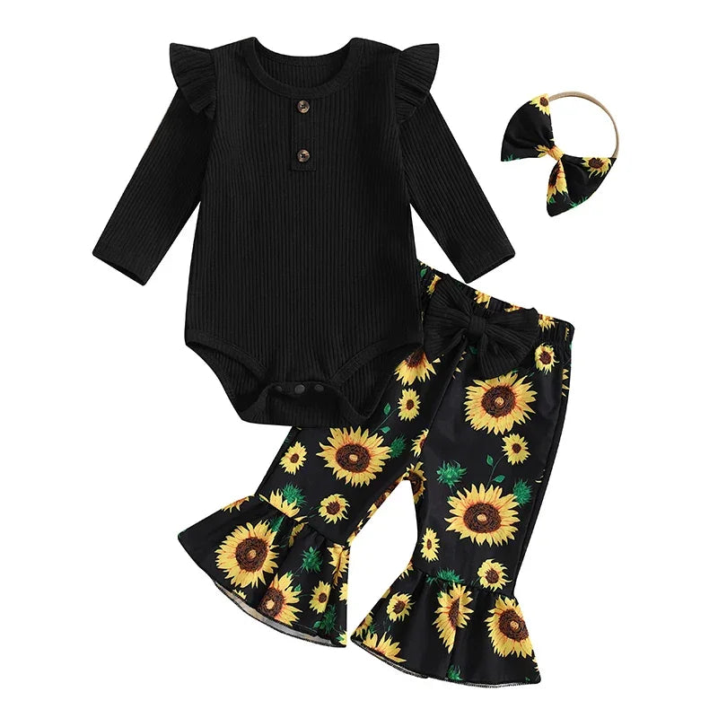 Adorable Baby Girls Winter Outfits Cozy Knit Sweater and Fleece Lined Leggings Set with Matching Bow Headband 3 Piece Clothing - Evallys.com