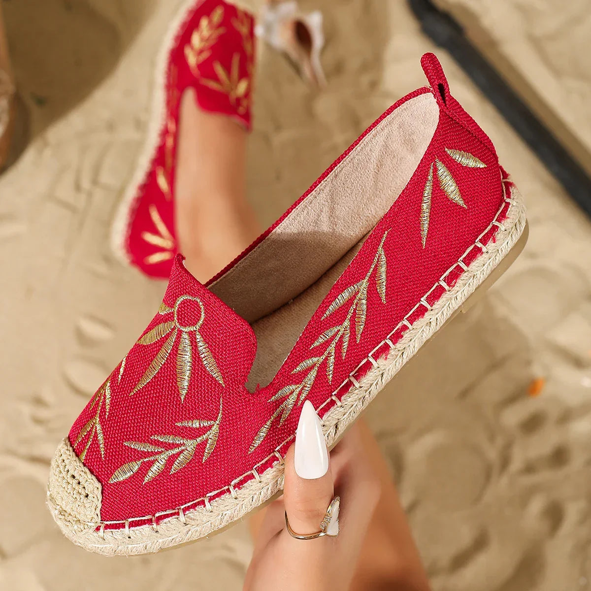 Women’s Classic Round-Toe Flats – Slip-On Leather Espadrille Loafers - Evallys.com
