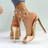 GLAZE Women's Strappy Gold Stilettos - Lace-Up Ankle Wrap Heels with Cushioned Insole for Parties & Formal Events - Evallys.com