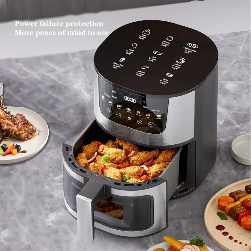 7L Electric Air Fryer Smart Multi-function Hot Convection Oven Deep Fryer Without Oil LED Touch Control 1400W Visible Window - Evallys.com