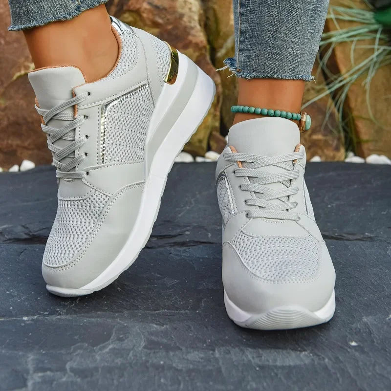 Women’s Rhinestone Sneakers – Fashion Lace-Up, Thick Sole & Non-Slip - Evallys.com