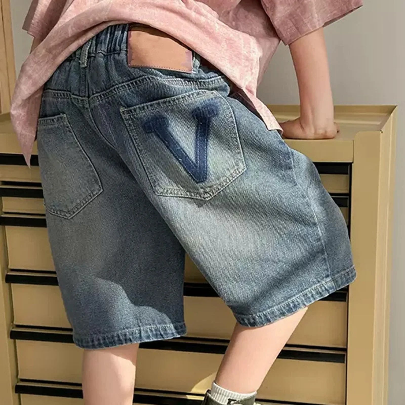 Long Shorts Boys Denim Shorts Boys Straight Jeans Shorts Summer Casual Shorts With Pocket Boys' Shorts Thin Kids Shorts 8 9 - Evallys.com
