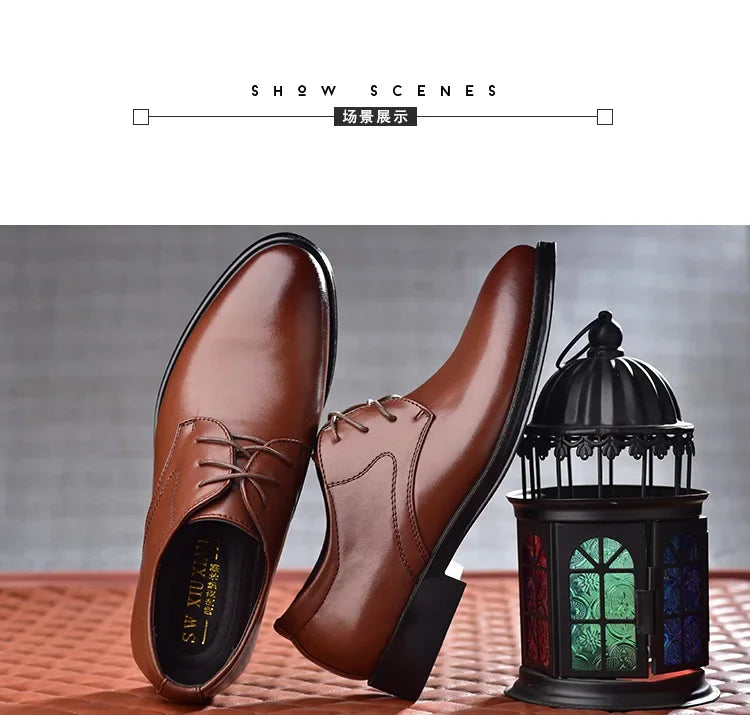 Men Dressing Shoes Formal for Men's Casual Shoe Leather Social Wedding Designer Pointed Toe Black Office Winter Shoes Brand 2023 - Evallys.com