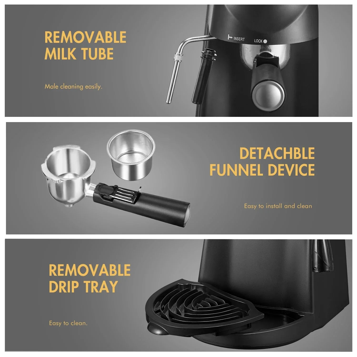 Yabano Espresso Machine, 3.5Bar Espresso Coffee Maker, Espresso and Cappuccino Machine with Milk Frother, Espresso Maker with St - Evallys.com