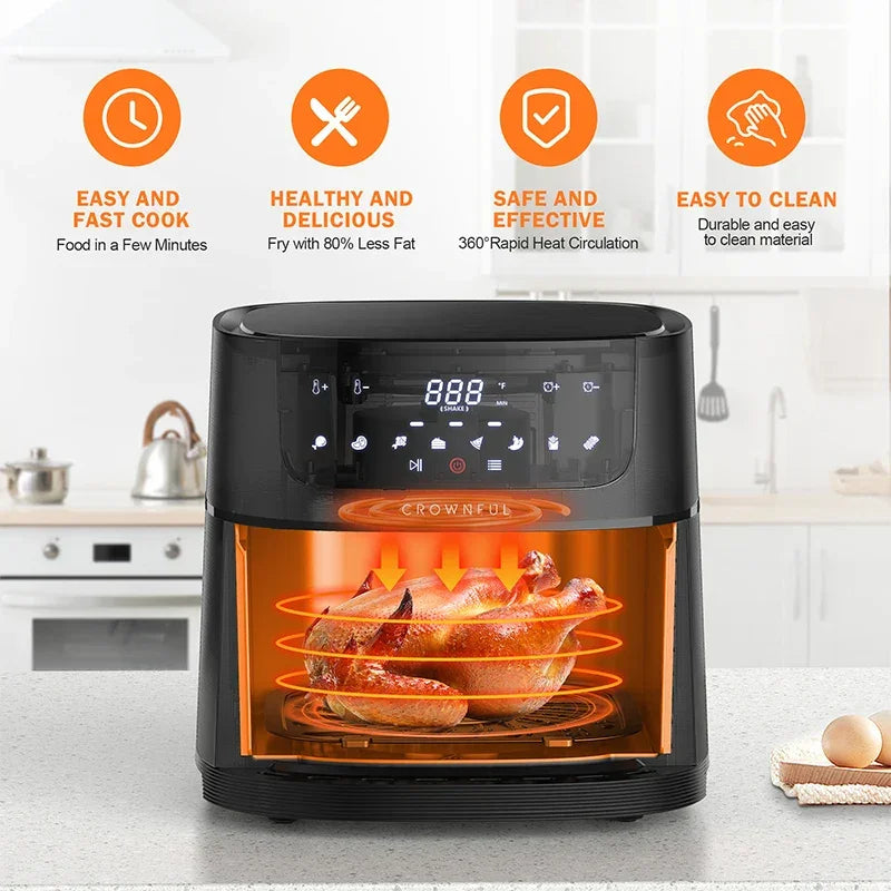 CROWNFUL Air Fryer 7L Touch-screen Display Air Fryer Oven with 8 Cooking Programs Oilless Electric Cooker and Nonstick Basket - Evallys.com