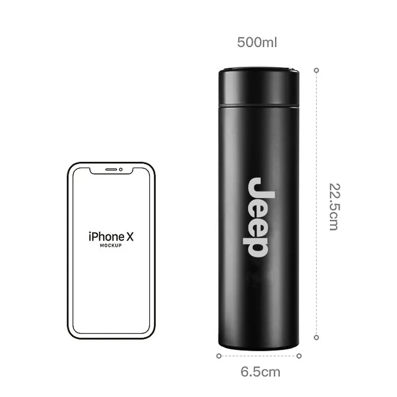 Car 500ml Intelligent Temperature Display Insulating Cup For Jeep Cherokee XJ SRT Renegade Compass Wrangler Patriot Trail Hawk